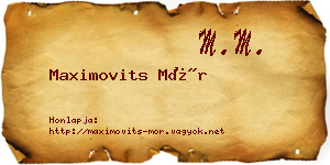 Maximovits Mór névjegykártya